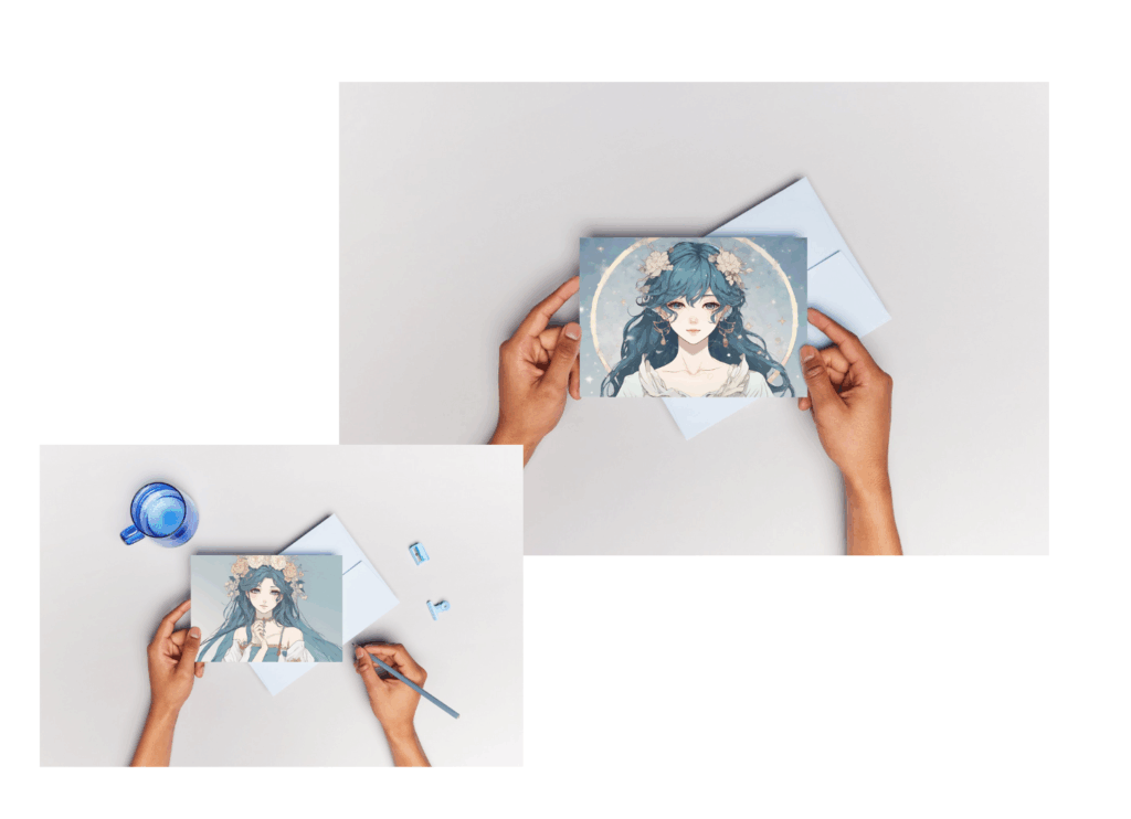 【月は唄い、星は夢見る】moonstar星奈　初のオンラインギャラリー展。星座を擬人化したイラストが室内に飾られている。第三部：星は廻る