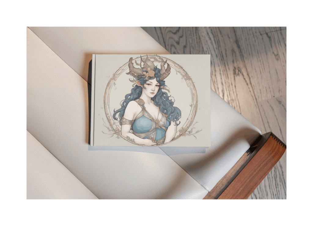 【月は唄い、星は夢見る】moonstar星奈　初のオンラインギャラリー展。星座を擬人化したイラストが室内に飾られている。第三部：星は廻る