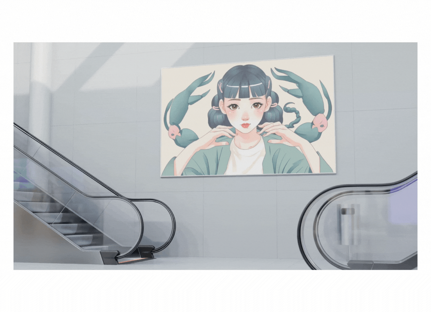 【月は唄い、星は夢見る】moonstar星奈 初のオンラインギャラリー展。星座を擬人化したイラストが街中に飾られている。