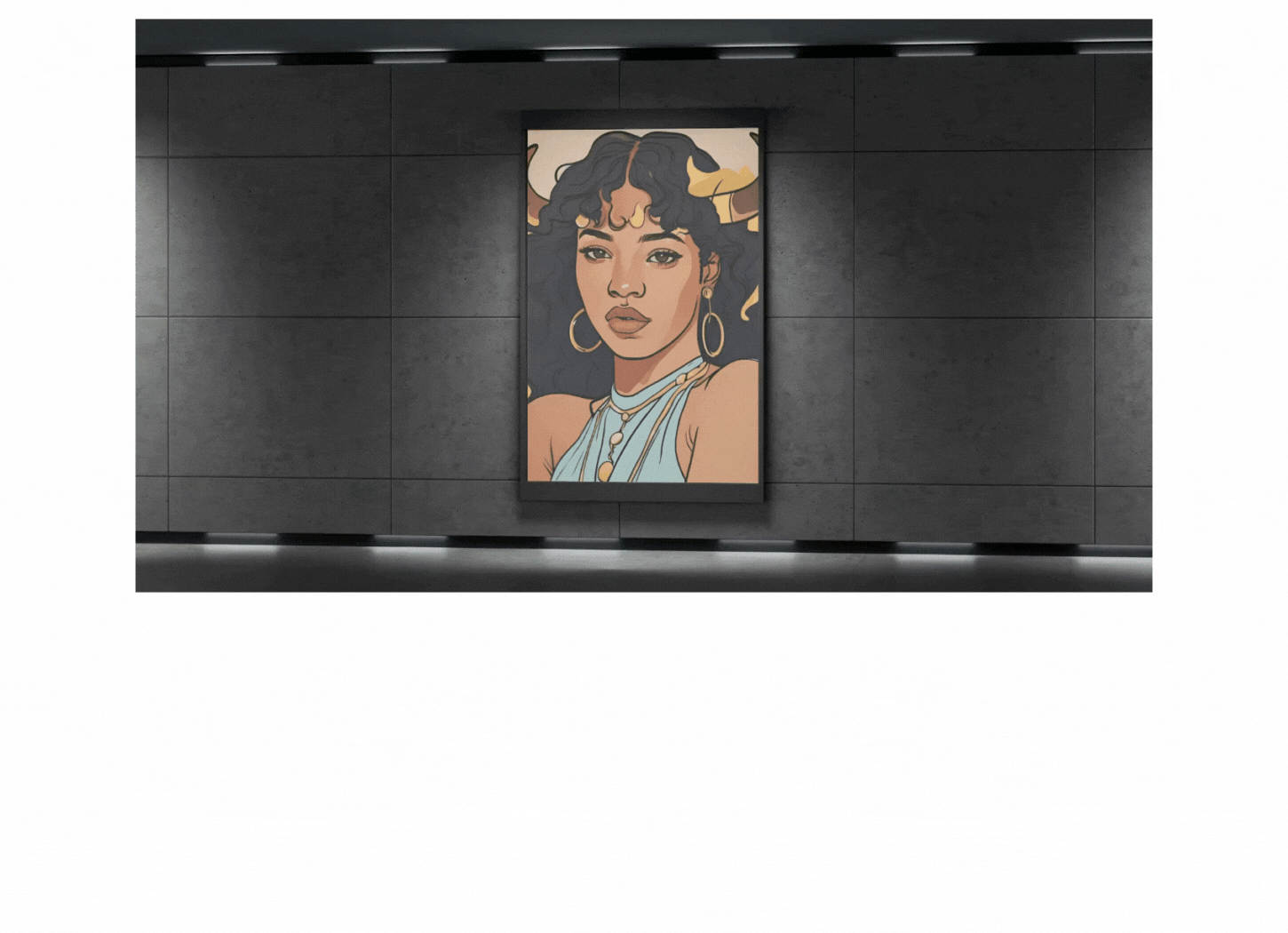 【月は唄い、星は夢見る】moonstar星奈　初のオンラインギャラリー展。星座を擬人化したイラストが街中に飾られている。