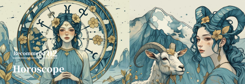 12星座占いをイメージした幻想的なイラストのコラージュ画像